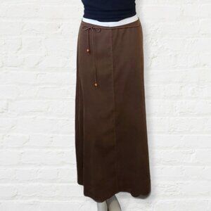 Pelican Cove vintage suede brown boho maxi skirt size 6 8 modern
